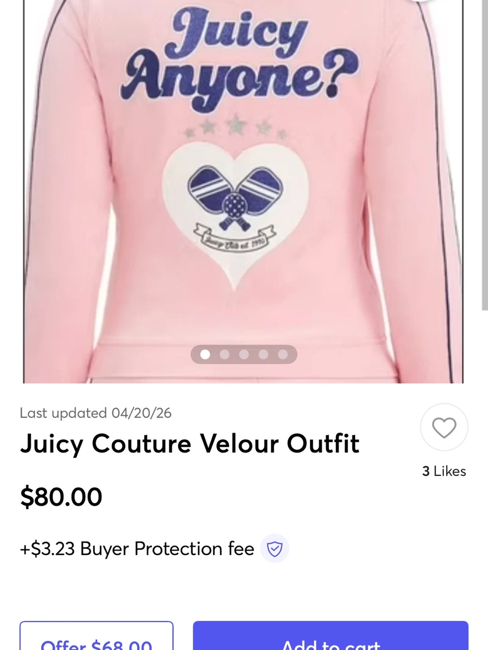 NWT Juicy Couture Pink ‘Juicy Anyone?’cotton velour zip ip jacket &pant set. - Picture 8 of 13